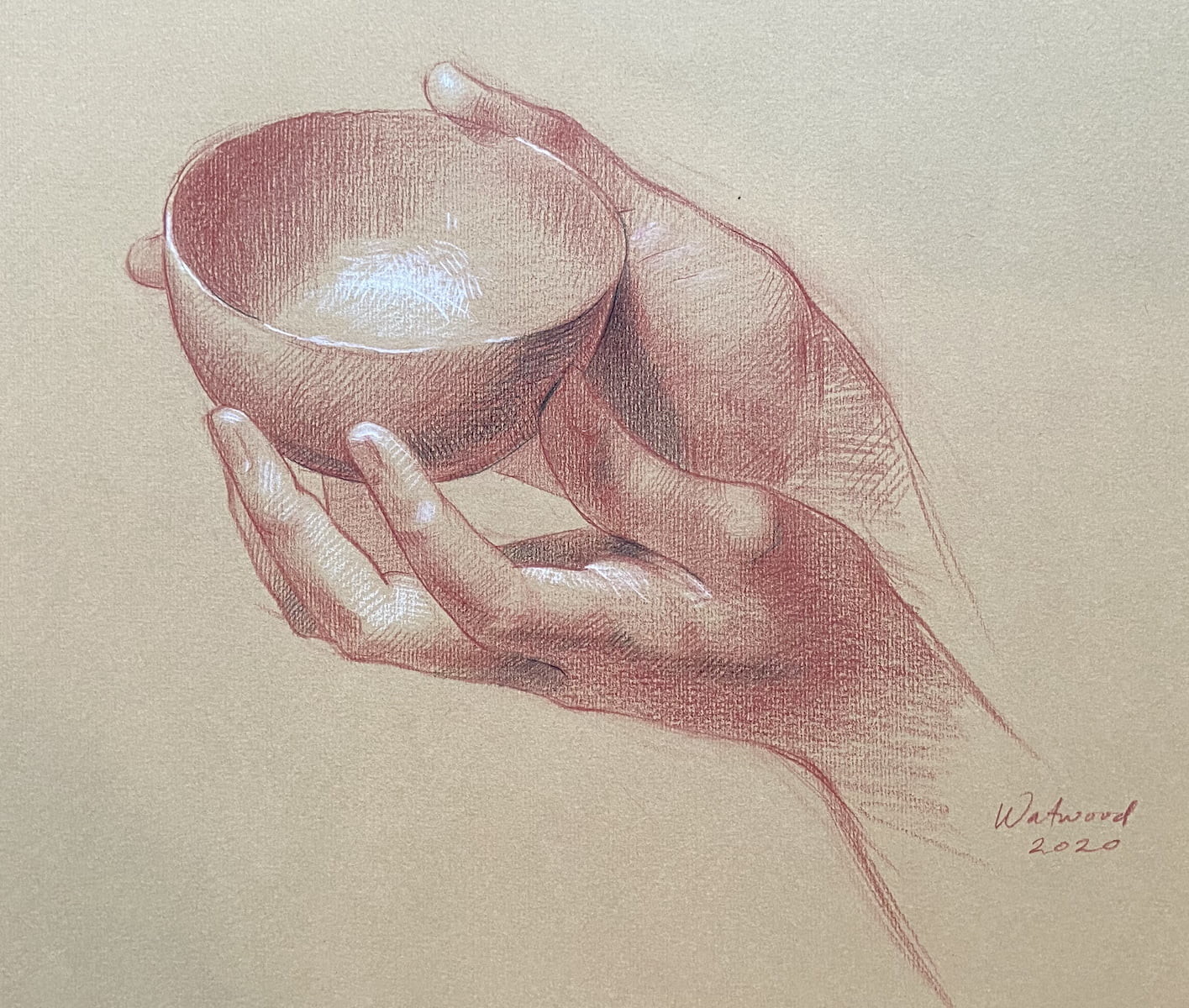 2022-library-talk-watwood-oct2 Patricia Watwood, a life drawing of hands holding a bowl
